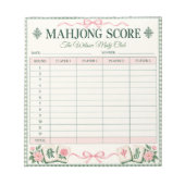 Bloc-notes de feuille de score de Mahjong personna (Devant)