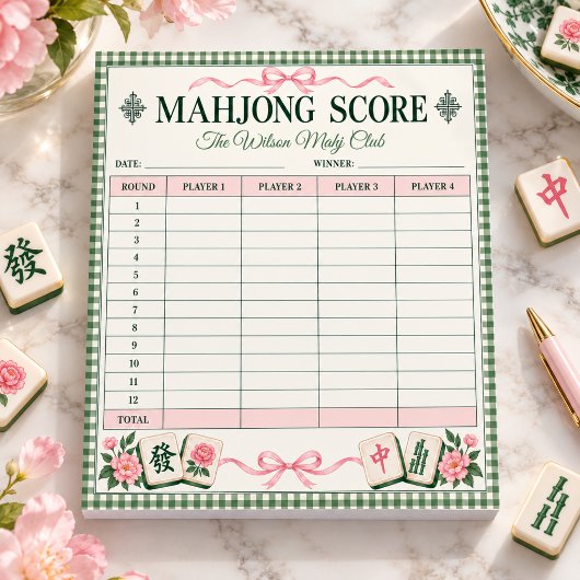 Bloc-notes de feuille de score de Mahjong personna