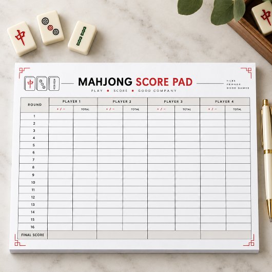 Bloc-notes de feuille de score Mahjong