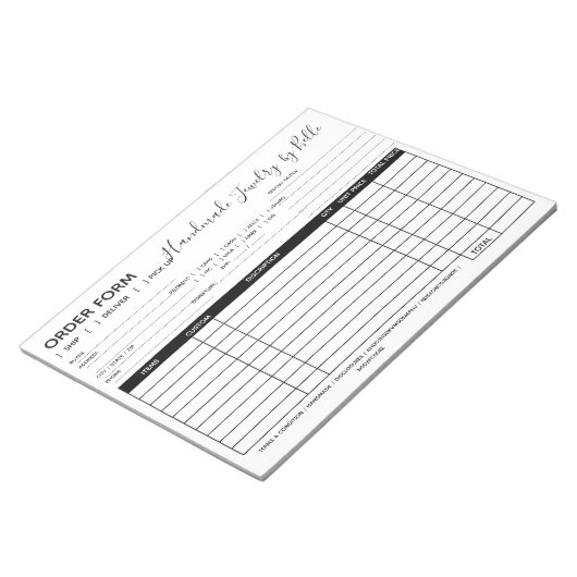 Bloc-notes de formulaire de commande - Fournisseur (Incliné)