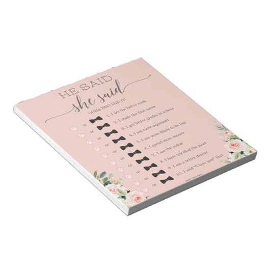 Bloc-notes de jeu de douche de mariée à budget lim (Incliné)