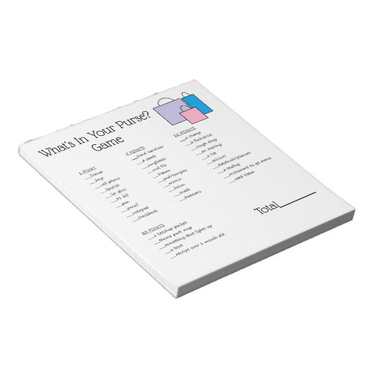 Bloc-notes de jeu "What's in Your Purse" (Incliné)