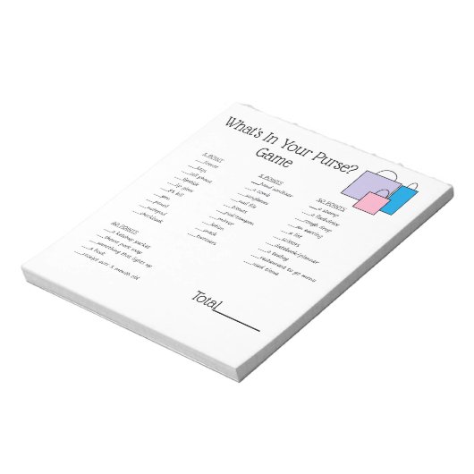 Bloc-notes de jeu "What's in Your Purse" (Tourné)