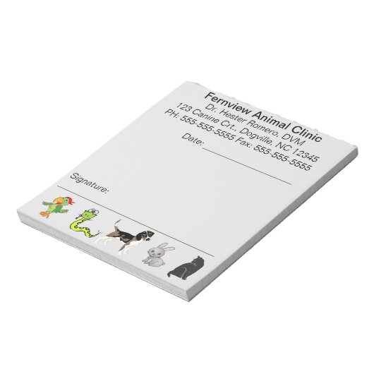 Bloc-notes de la clinique animale modifiable (Tourné)