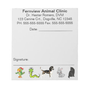 Bloc-notes de la clinique animale modifiable