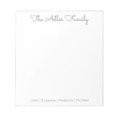 Bloc-notes de la famille Gris de script simple (Devant)