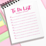 Bloc-notes de la liste de lecture simple moderne<br><div class="desc">Un bloc-notes rose chaud simple et moderne avec les mots "faire la liste" dans une police de script rose chaud. Personnalisez-le avec votre nom. Faites un cadeau amusant pour la Saint Valentin,  les anniversaires ou toute occasion! Conçu pour vous par Blackberry Boulevard.</div>