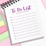 Bloc-notes de la liste de lecture simple moderne<br><div class="desc">Un bloc-notes simple et moderne violet et blanc avec les mots "faire la liste" dans une police de script. Personnalisez-le avec votre nom. Faites un cadeau amusant pour la Saint Valentin,  les anniversaires ou toute occasion! Conçu pour vous par Blackberry Boulevard.</div>