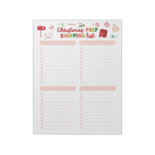 Bloc-notes de la liste de préparation de Noël