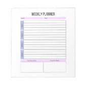 Bloc-notes de la liste de tâches hebdomadaire non (Devant)