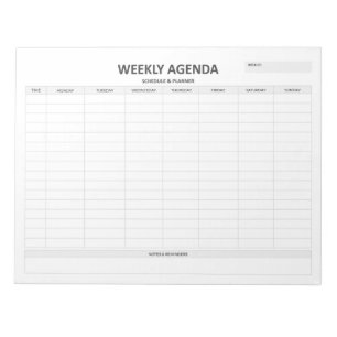 Bloc-notes de l'agenda hebdomadaire