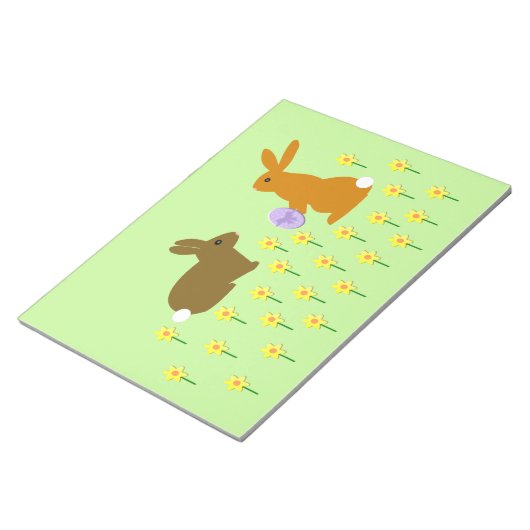 Bloc-notes de lapins et de jonquilles de Pâques (Incliné)