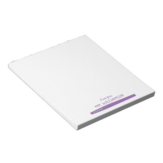 Bloc-notes de l'enseignant de stylo pourpre (Incliné)