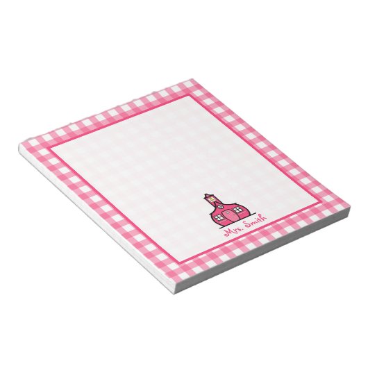 Bloc-notes de l'enseignant En vichy rose (Incliné)