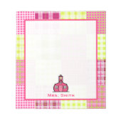 Bloc-notes de l'enseignant Plaid inspiré de Madras (Devant)