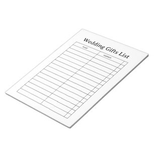 Bloc-notes de liste de cadeaux de mariage