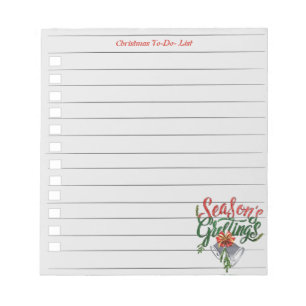Bloc-notes de liste de choses à faire pour Noël