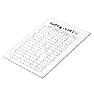 Bloc-notes de liste d'invités de mariage