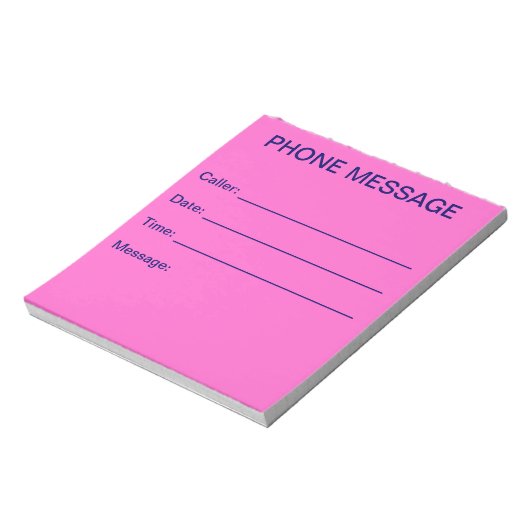 Bloc-notes de message téléphonique (rose clair) (Tourné)