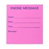 Bloc-notes de message téléphonique (rose clair) (Devant)