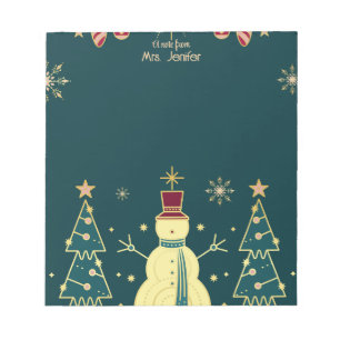 Bloc-notes de Noël bleu marine avec arbres et renn