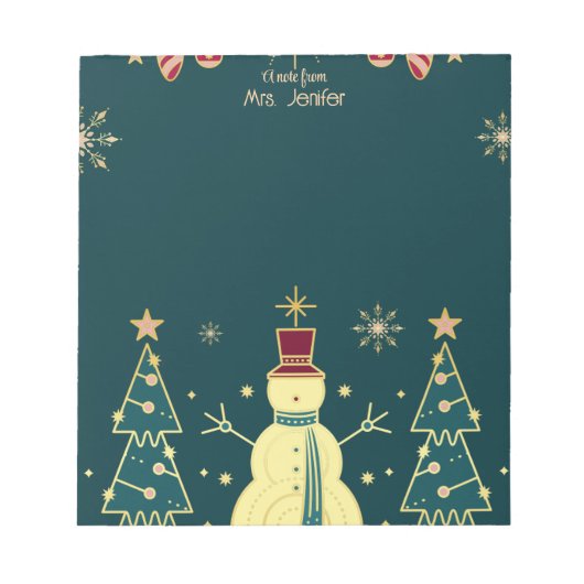 Bloc-notes de Noël bleu marine avec arbres et renn (Devant)