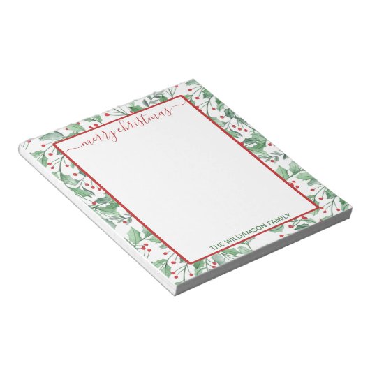 Bloc-notes de Noël Holly et Berries (Incliné)
