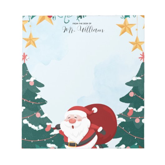 Bloc-notes de Noël pour enseignant Santa (Devant)