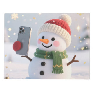 Bloc-notes de Noël selfie de bonhomme de neige