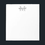 Bloc-notes de nom de monogramme 3D<br><div class="desc">Bloc-notes monogramme personnalisé avec votre initiale dans un effet 3D gris,  et votre nom dans une typographie de script élégante.</div>