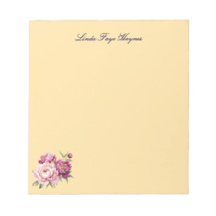 Bloc-notes de nom personnalisé avec pivoines
