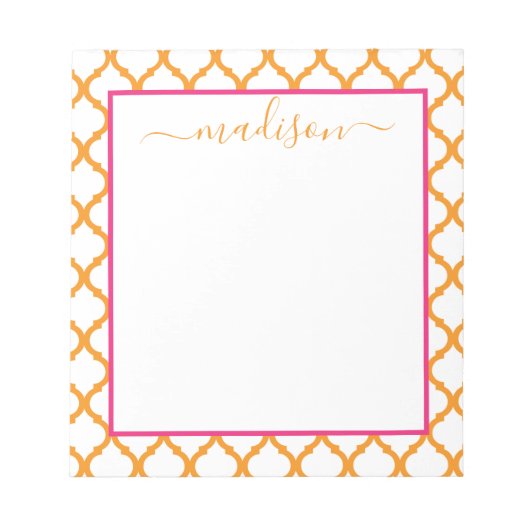 Bloc-notes de nom personnalisé du Motif marocain (Devant)