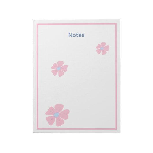 Bloc-notes de notes à bordure florale rose mignonn (Tourné)