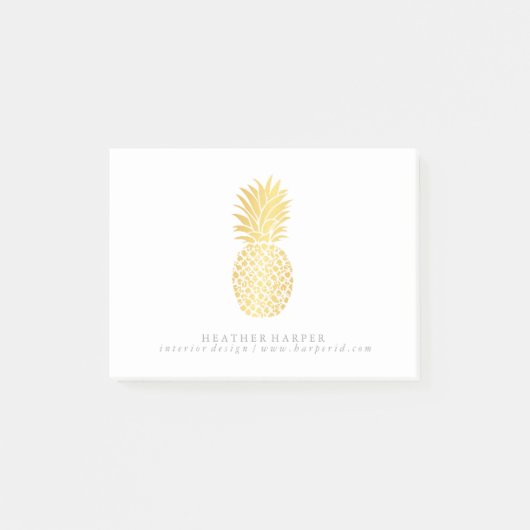 Bloc - notes de notes de post-it - ananas d'or (Devant)