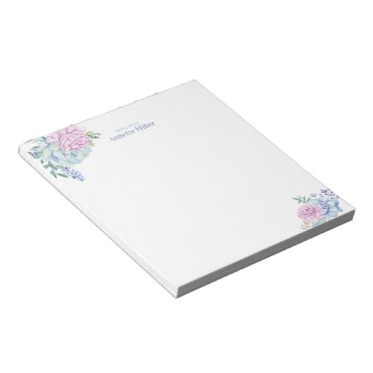 Bloc-notes de papeterie personnelle florale de suc (Incliné)