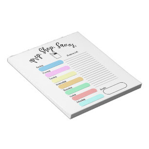 Bloc-notes de plan de repas hebdomadaire coloré