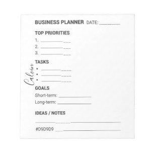 Bloc-notes de planificateur d'entreprise blanc et