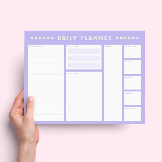 Bloc-notes de planificateur quotidien à fleurs pas