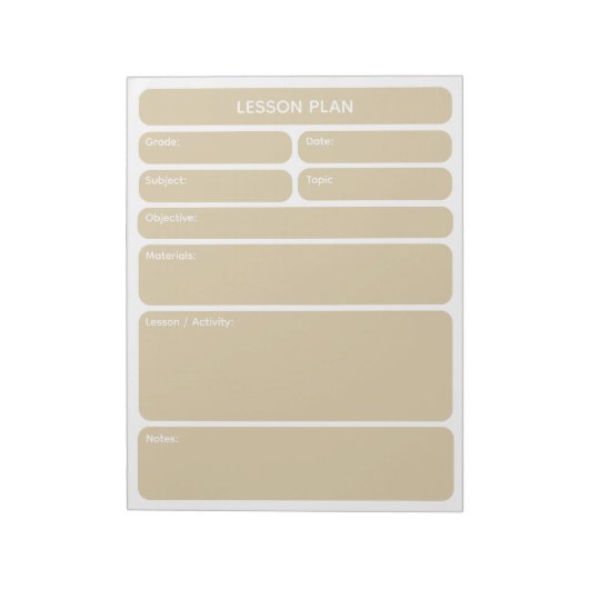 Bloc-notes de planification de cours beige (Tourné)