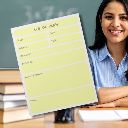 Bloc-notes de planification de cours Jaune Citron