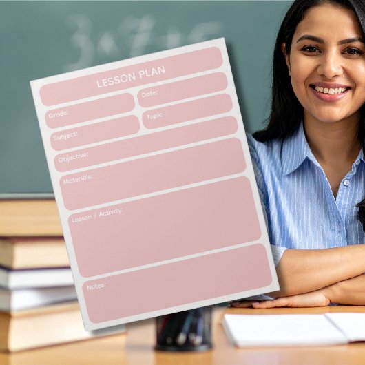 Bloc-notes de planification de cours rose pâle