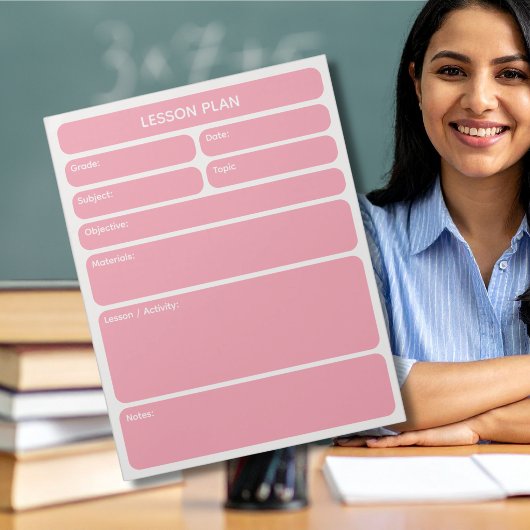 Bloc-notes de planification de cours Rose Pink