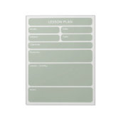 Bloc-notes de planification de cours Vert Sauge (Tourné)