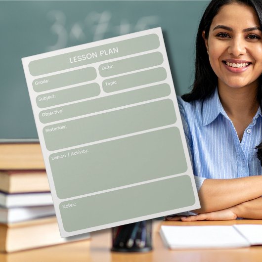 Bloc-notes de planification de cours Vert Sauge