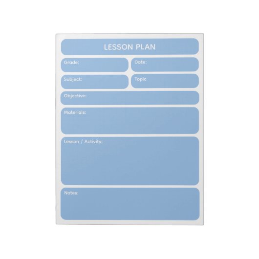 Bloc-notes de planification de leçon bleu (Tourné)