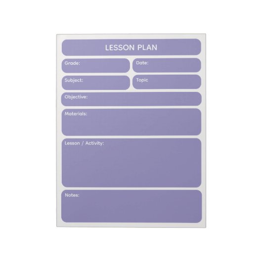Bloc-notes de planification de leçon violet (Tourné)