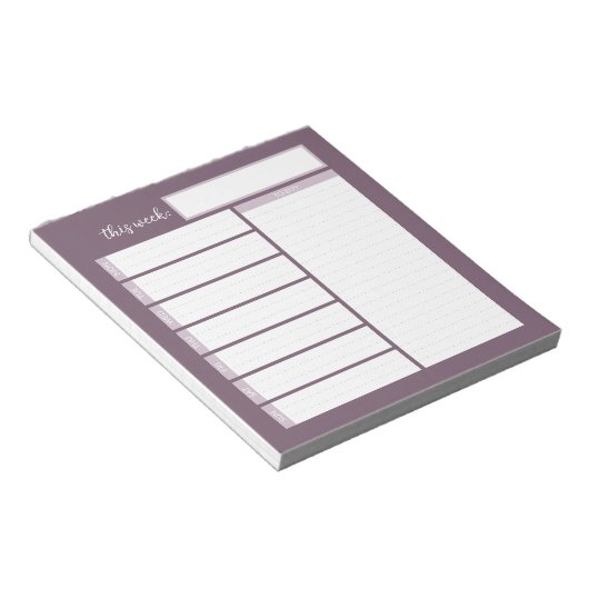 Bloc-notes de planification du menu hebdomadaire (Incliné)