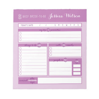 Bloc-notes de planification Mariage rose
