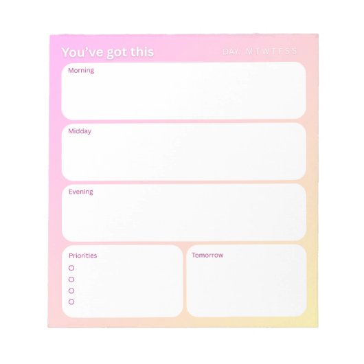 Bloc-notes de planification quotidienne (40 pages) (Devant)