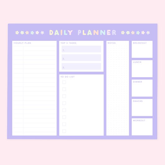 Bloc-notes de planification quotidienne avec fleur